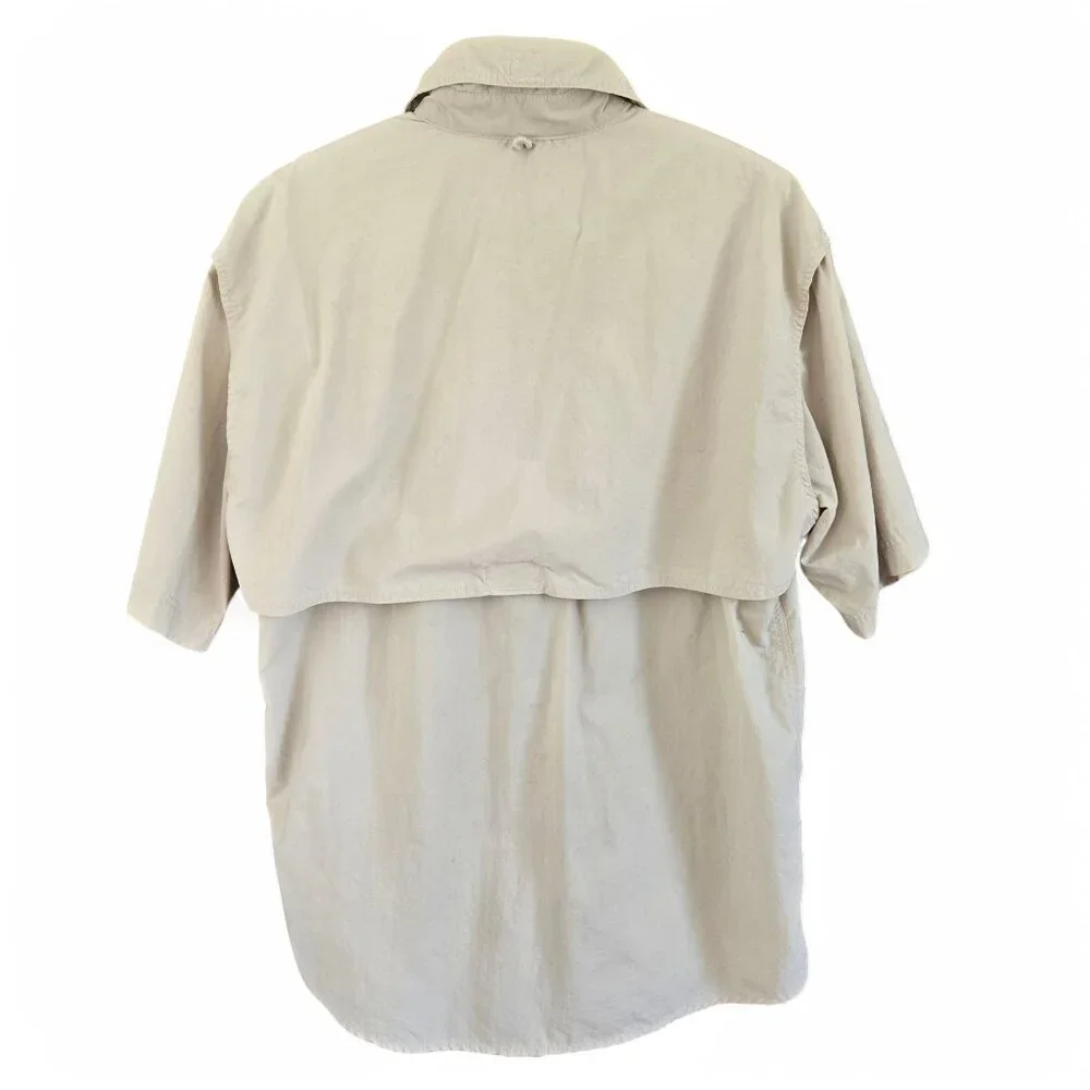 World Wide Sportsman Fishing Shirt Nylon Mesh Beige Short Sleeve Vented Size L - Picture 2 of 11